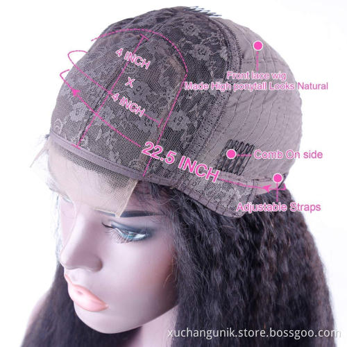 Cheap Wholesale Kinky Yaki Straight Lace Frontal Wig Raw Brazilian Virgin Human Hair Transparent Hd Full Lace Front Wig